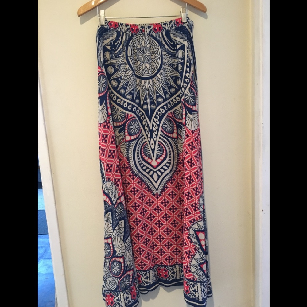 Flying Tomato Maxi Skirt size Large RedWhite&Blue